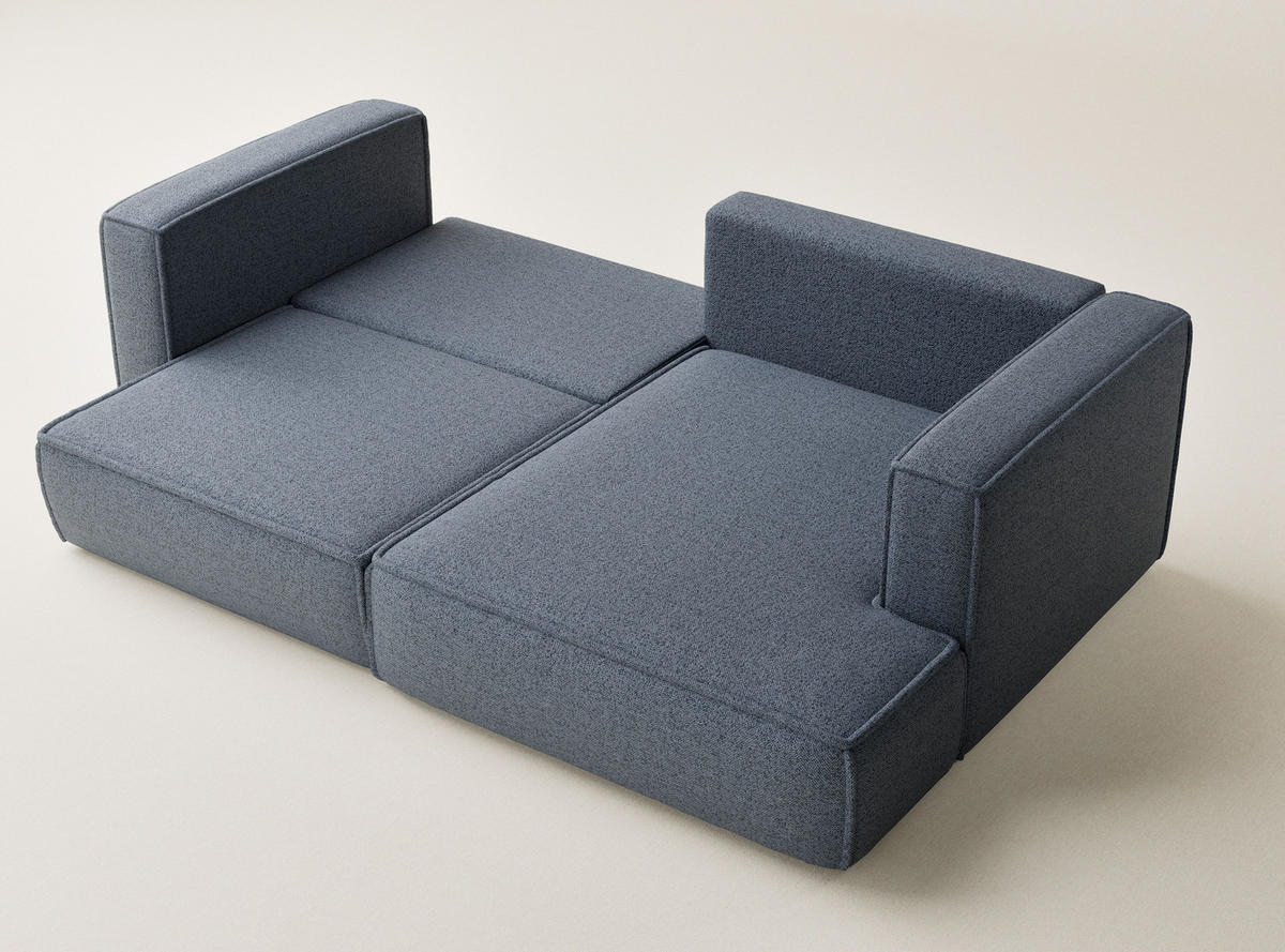 ECKSOFA MIT SCHLAFFUNKTION Velto Blau Grau Webstoff - Blaugrau/Schwarz, Holz/Holzwerkstoff (250/152cm) - Maison de Reve