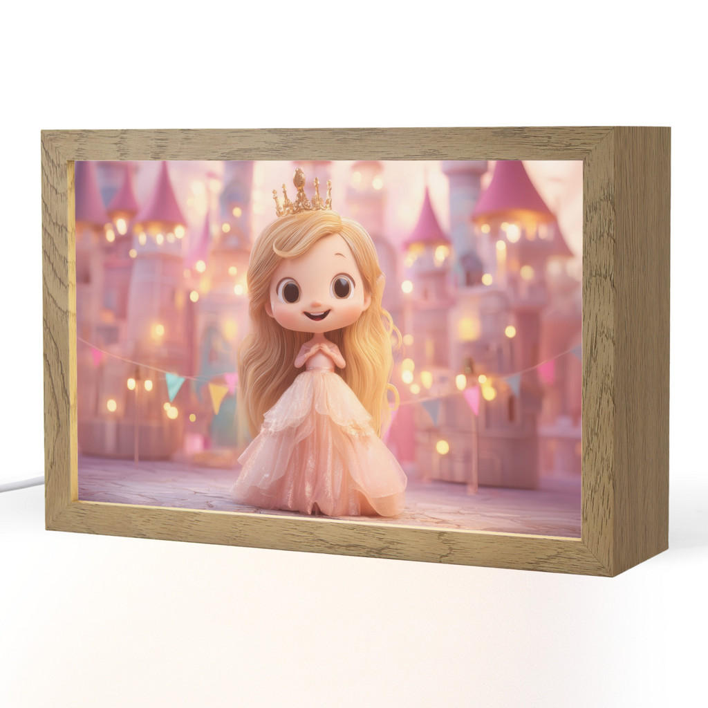 OnlyWow NOČNÍ LAMPIČKA Princezna - Růžová - Zámek 30x20 cm