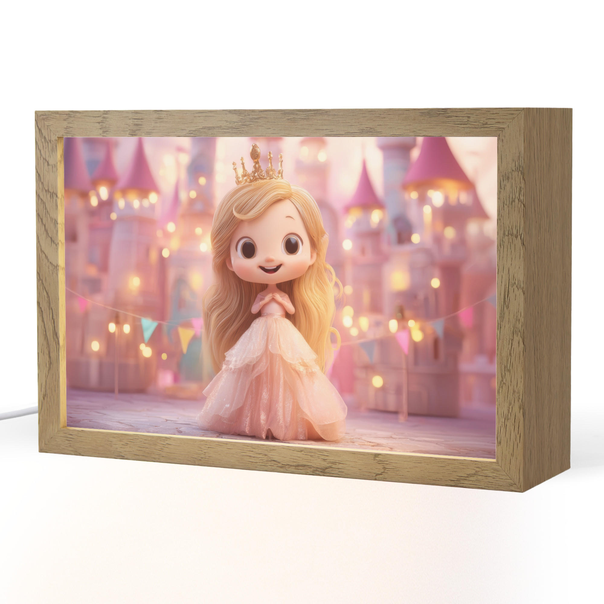NACHTTISCHLAMPE Prinzessin - Rosa - Schloss 30x20 cm - Rosa, Holzwerkstoff (8/30/20cm)