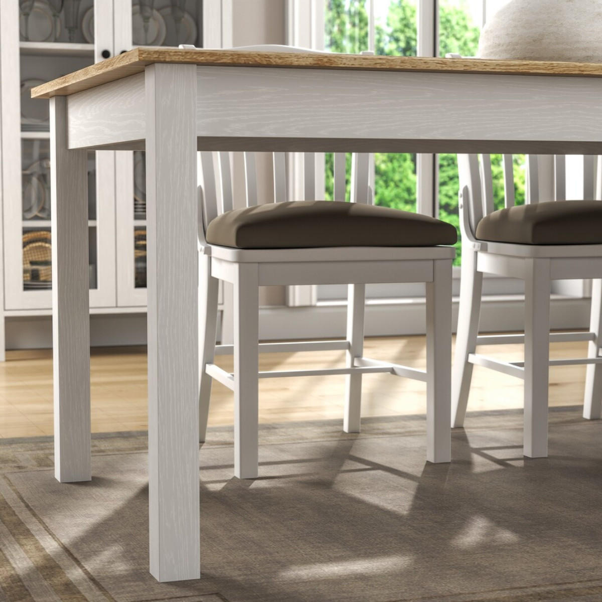 ESSTISCH Dekor Holz und weiße Beine 180/90/76 cm - Eschefarben, Holzwerkstoff (22/90/76cm) - Calicosy