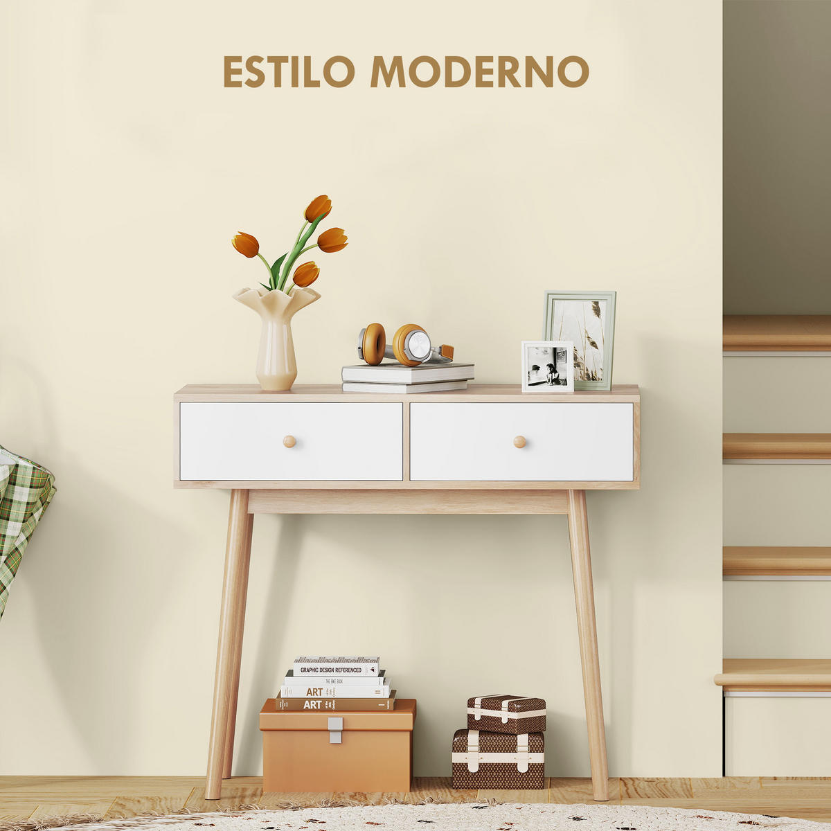 KONSOLENTISCH Eiche Melamin in Holzoptik 1 Stück - Beige, Kunststoff (86/35/75cm) - GiPP