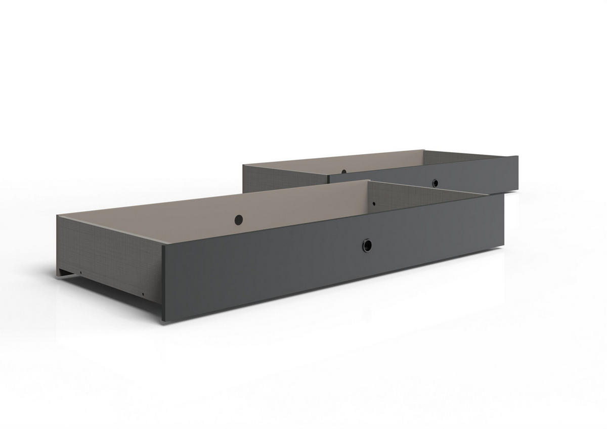 JUGENDZIMMER Bahamas Saharagrau- Grafit 8 teilig mit Schwebetürenschrank - Grau, Holzwerkstoff (80/200/120cm)