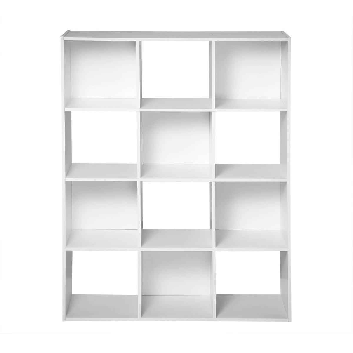 AUFBEWAHRUNGSREGAL mit 12 Fächern - L93 x H124 cm - Weiß, Holzwerkstoff (29.8/124.2/93.3cm) - Calicosy