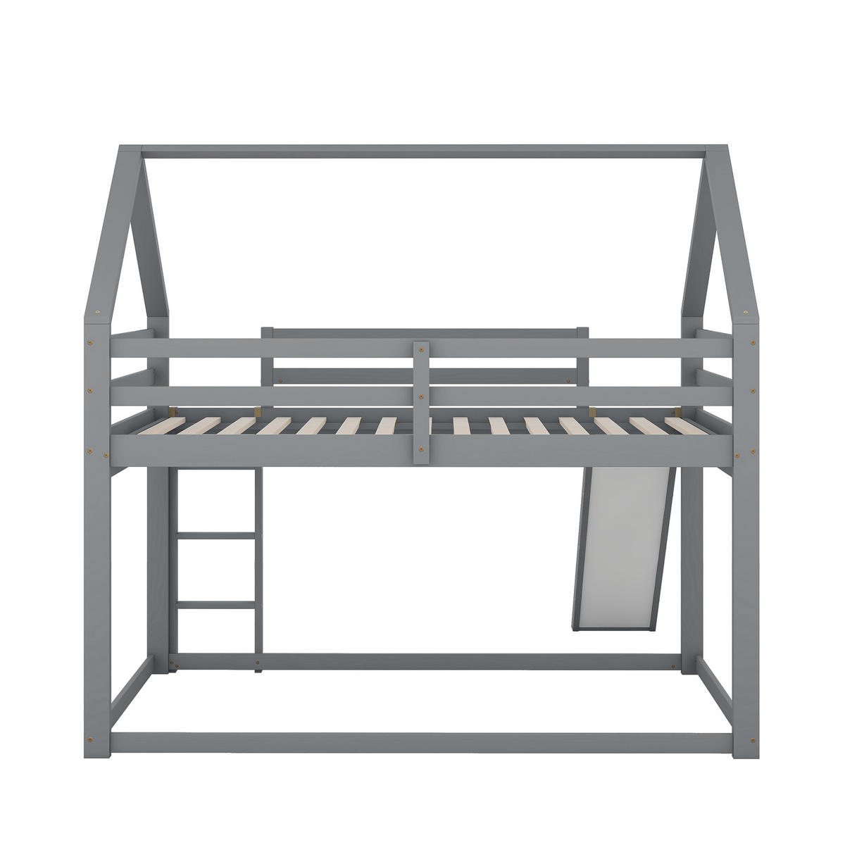 ETAGENBETT 140/200 cm Grau mit Rutsche und Leiter für Kinderzimmer - Grau, Holz (140/200cm) - OKWISH