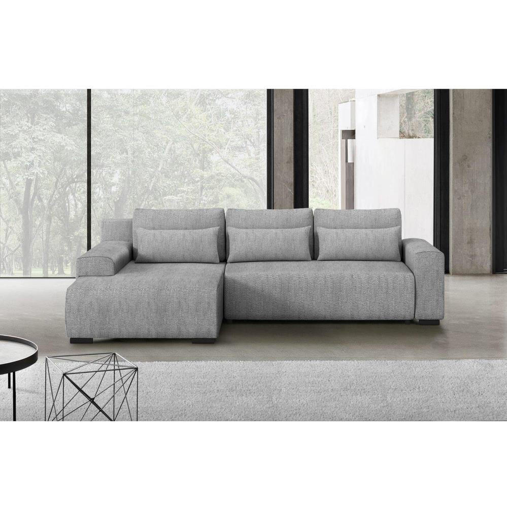 ECKSCHLAFSOFA Benny hellgrau links - Hellgrau/Schwarz, Kunststoff/Textil (271/185cm) - Beautysofa