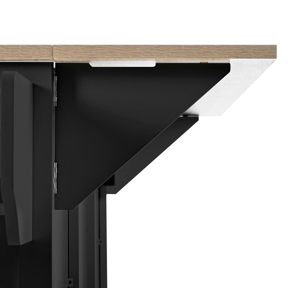 KÜCHENINSEL 112/92,7/46,2-76,2 cm Schwarz/Natur aus MDF mit ausziehbarer Arbeitsplatte - Schwarz, Holzwerkstoff (46.2/92.7/131.2cm) - OKMYHOME
