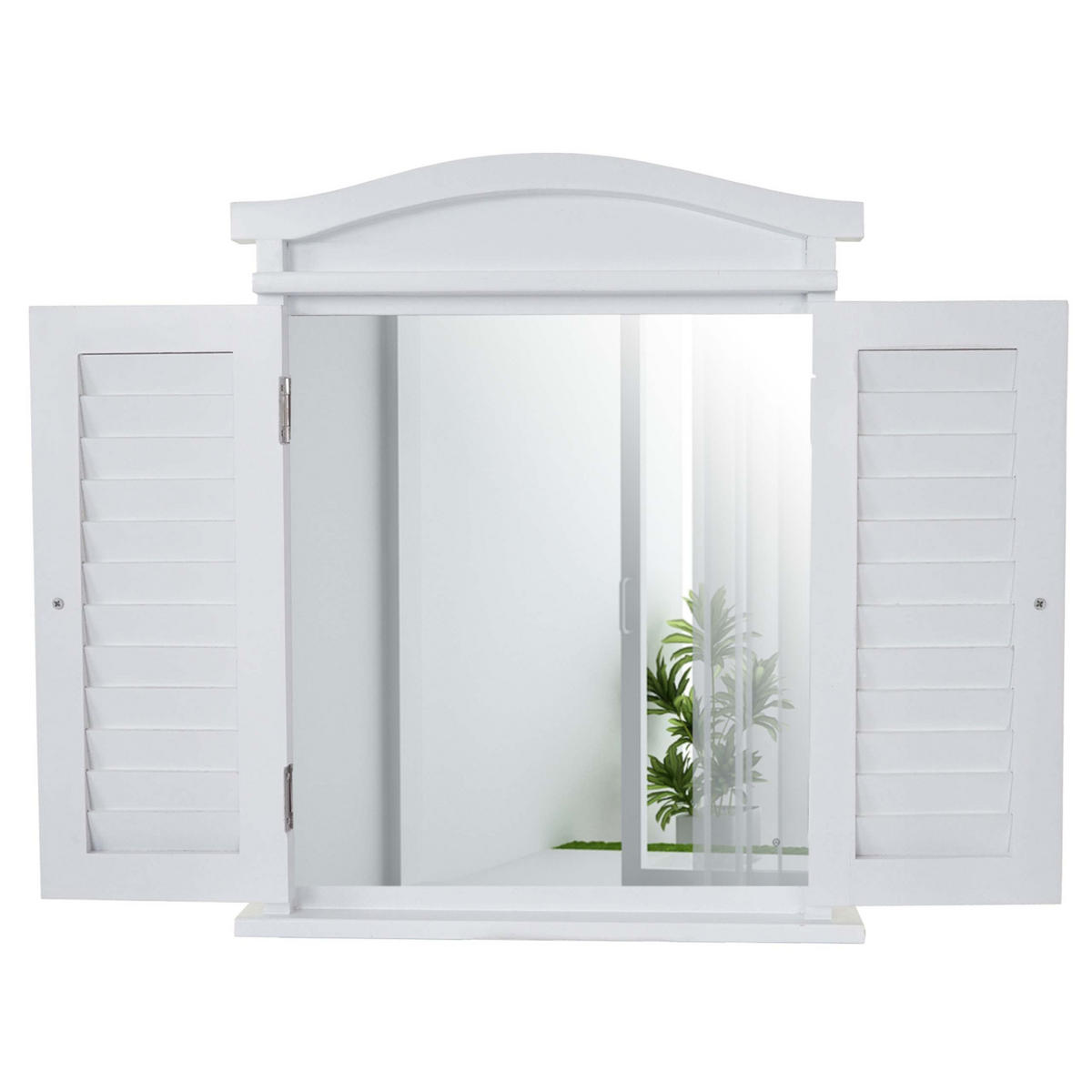 WANDSPIEGEL MIT FENSTERLÄDEN Reinweiß - Weiß, Holz (42/53/5cm) - MCW