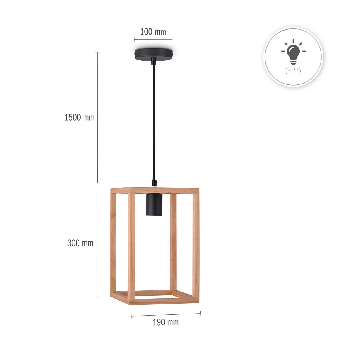 PENDELLEUCHTE Björn - Schwarz, Metall (19/19/30cm) - Paco Home
