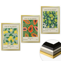 WANDBILDER 3er Set - 40x60 cm Goldrahmen - Fruchtige Zitronen- und Papayamuster - Goldfarben, Kunststoff (40/60cm) - ArtPrintCave