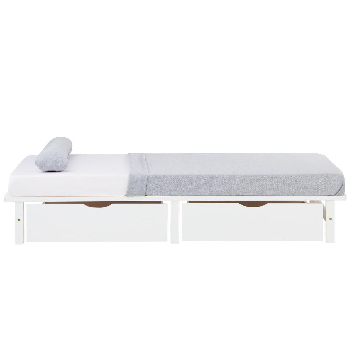 HOLZBETT mit Stauraum 90/200 cm weiß - Weiß, Holz (90/200cm) - Homestyle4u