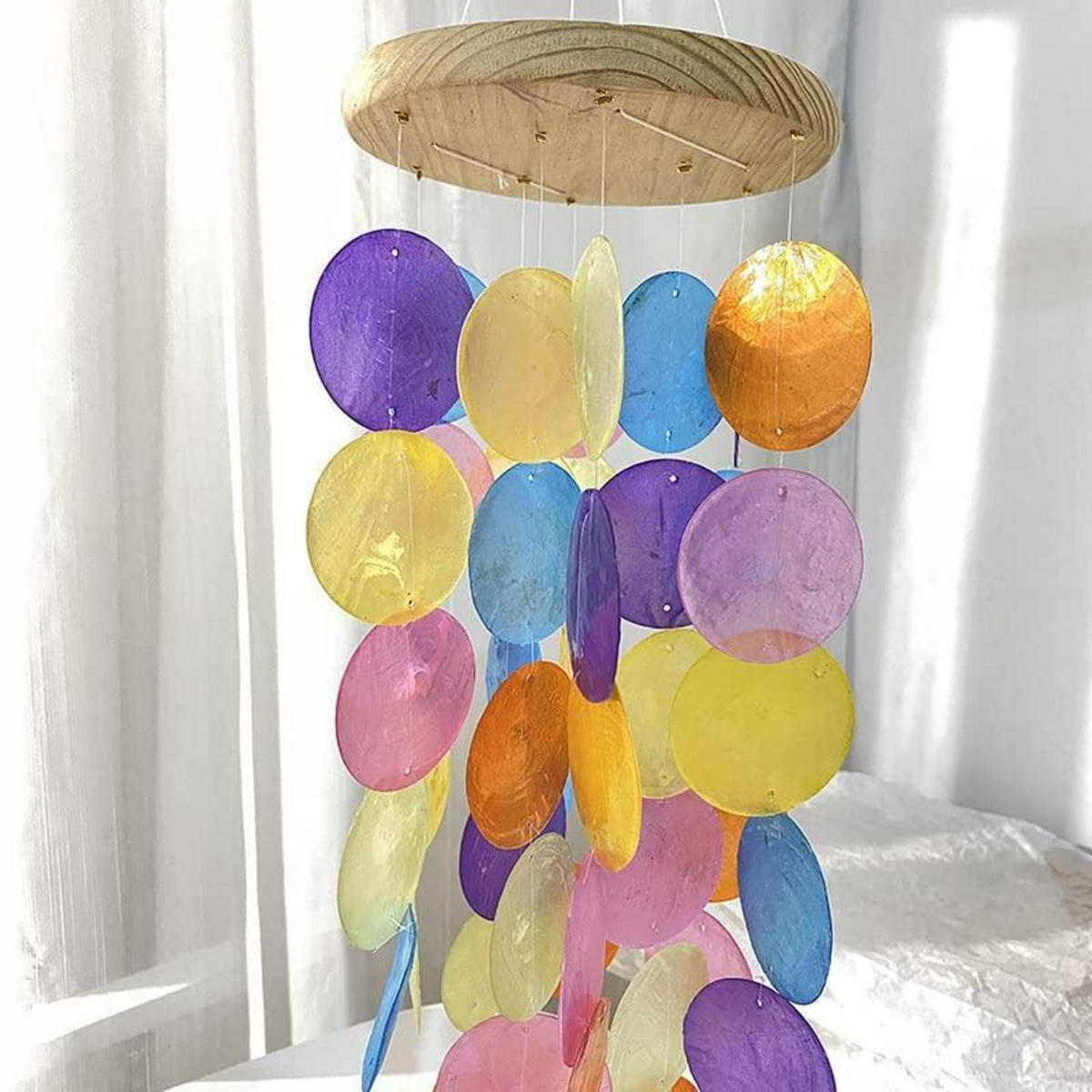 WINDSPIEL Muschel Perlmutt 60 x 40 cm - Weiß, Holz (60/40/13cm)
