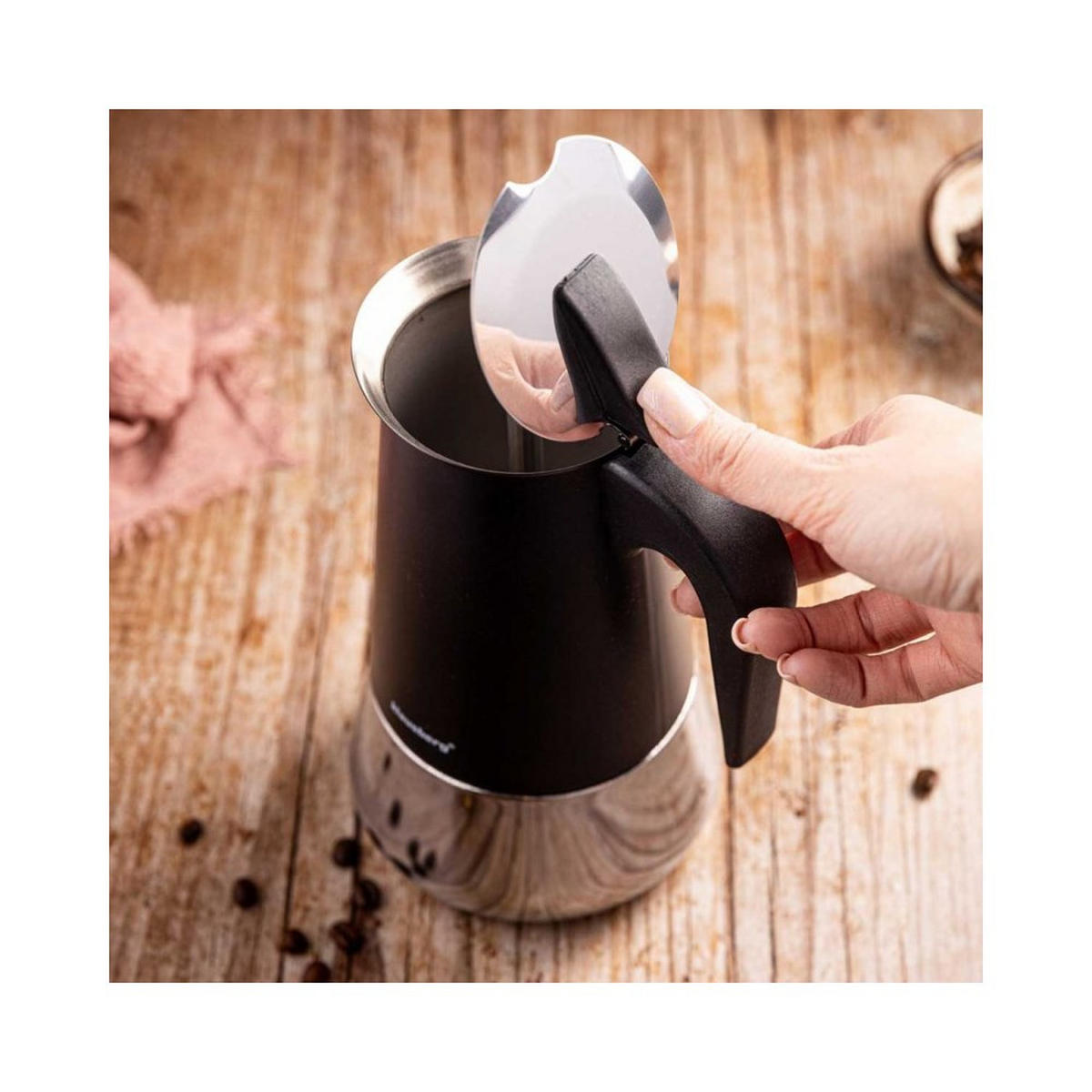 ESPRESSOKOCHER Schwarz 13,9/16,3/26,4 cm KB7847 - Schwarz, Metall (16.3/26.4/13.9cm) - Klausberg 