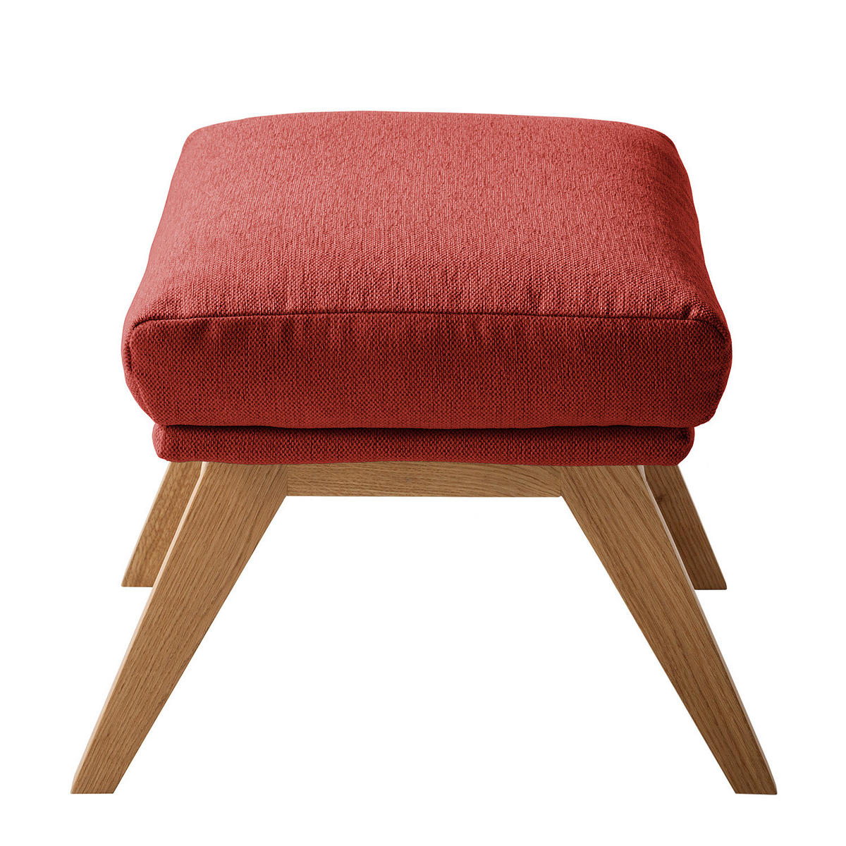 POLSTERHOCKER - Eichefarben/Rot, Eichenholz/Textil (54/41/41cm) - home24