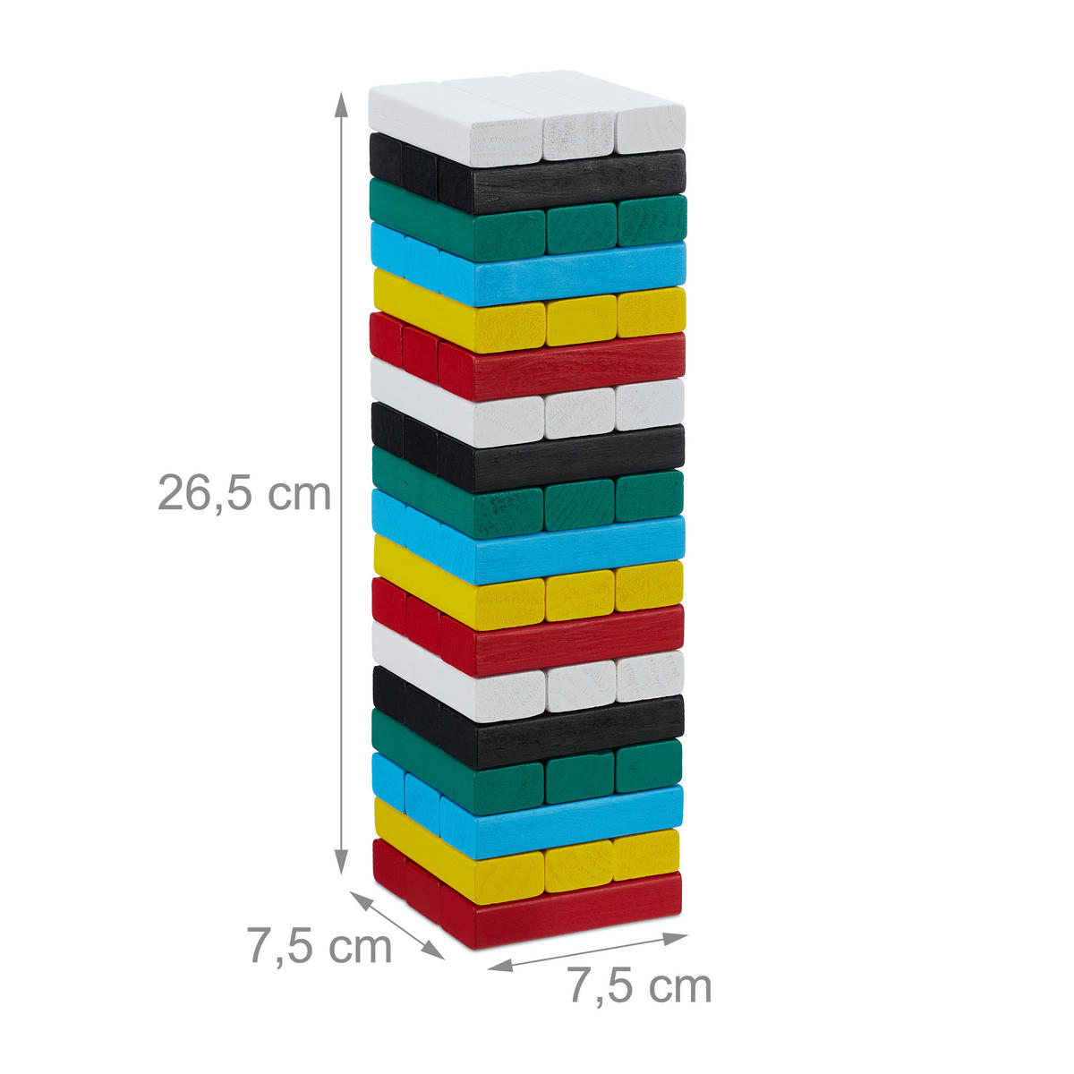 WACKELTURM - Multicolor, Holz (7.5/7.5cm) - Relaxdays