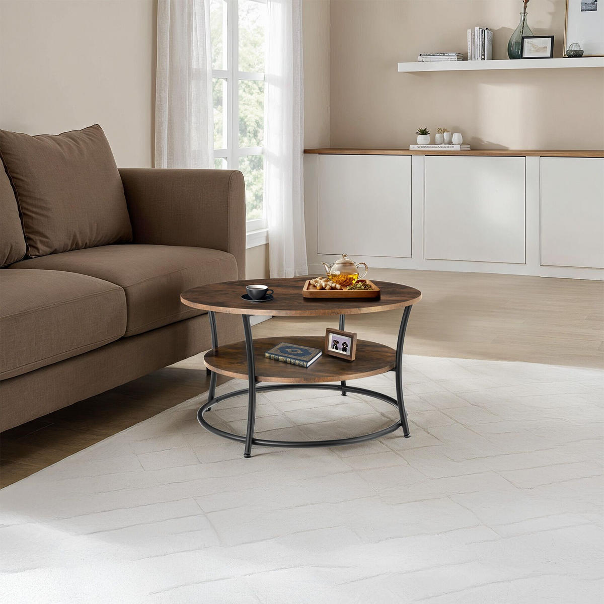 COUCHTISCH Cromford, 80 x 46 cm, Industrial Holz dunkel, rustikal - Rostfarben, Holzwerkstoff (80/80/46cm) - tectake