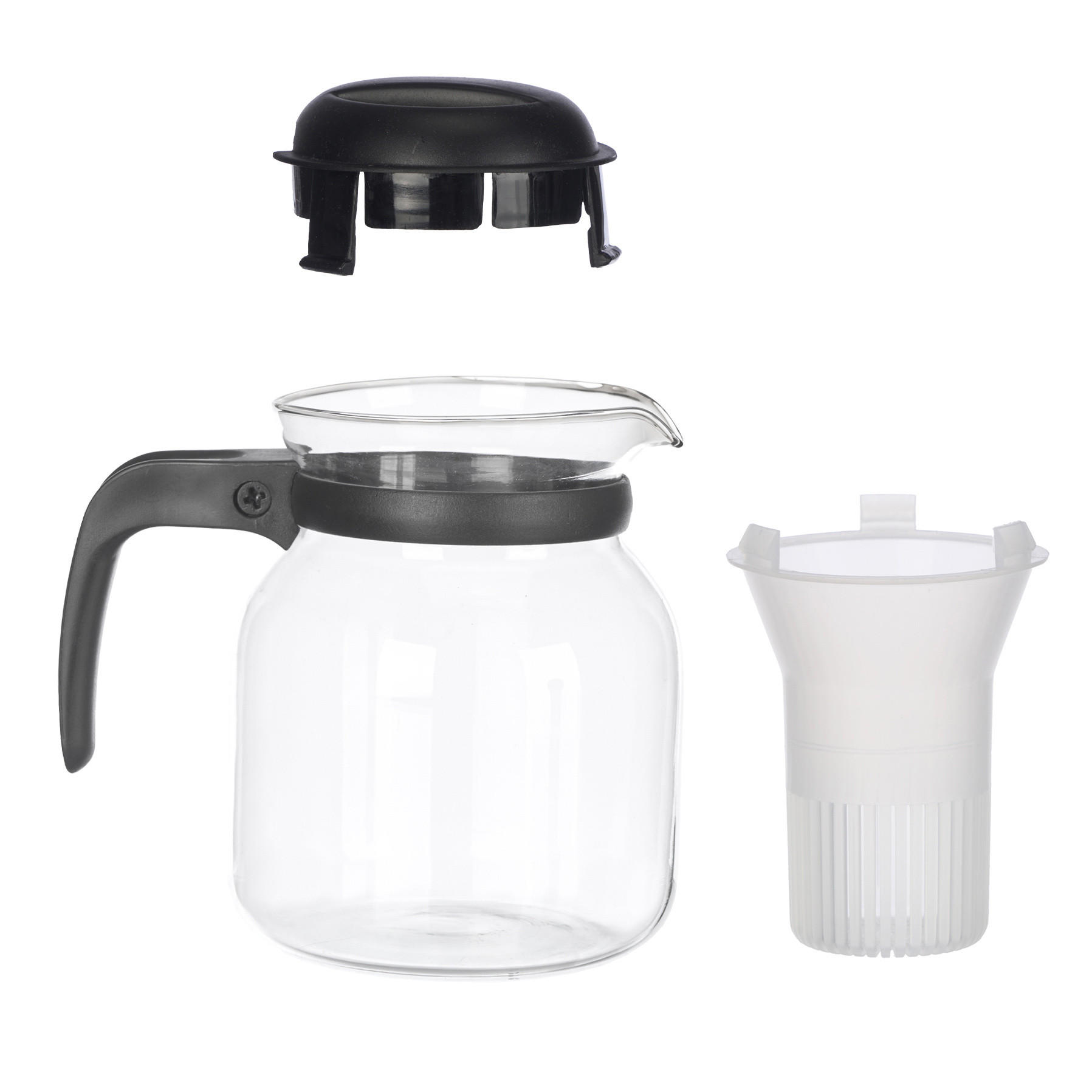 GLASKANNE mit Kaffe- und Teefilter 1,2 l - Schwarz, Glas (1.2L) - Vivalto