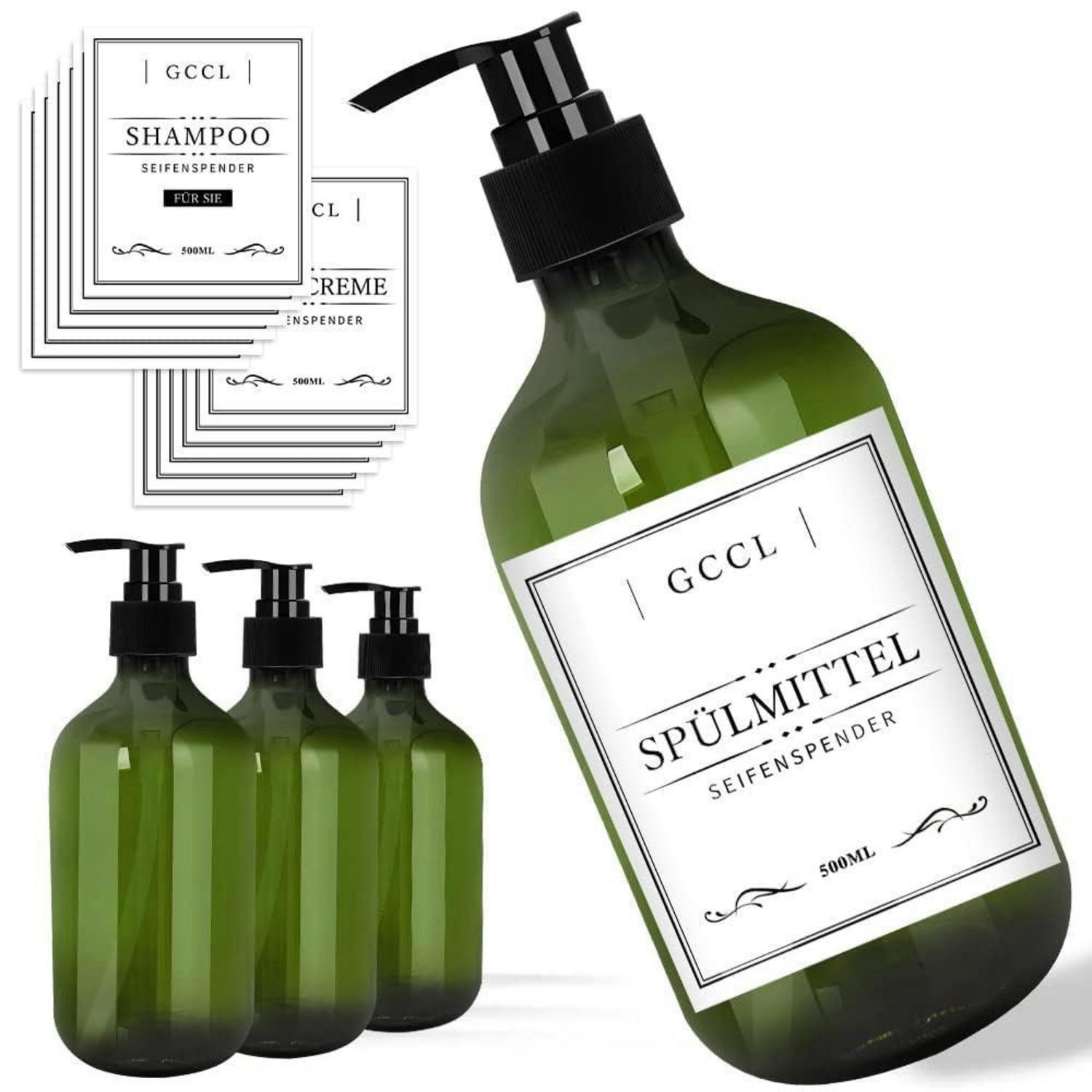 PUMPFLASCHEN 4er Set 500 ml Grün - Grün, Kunststoff (5/15/5cm)