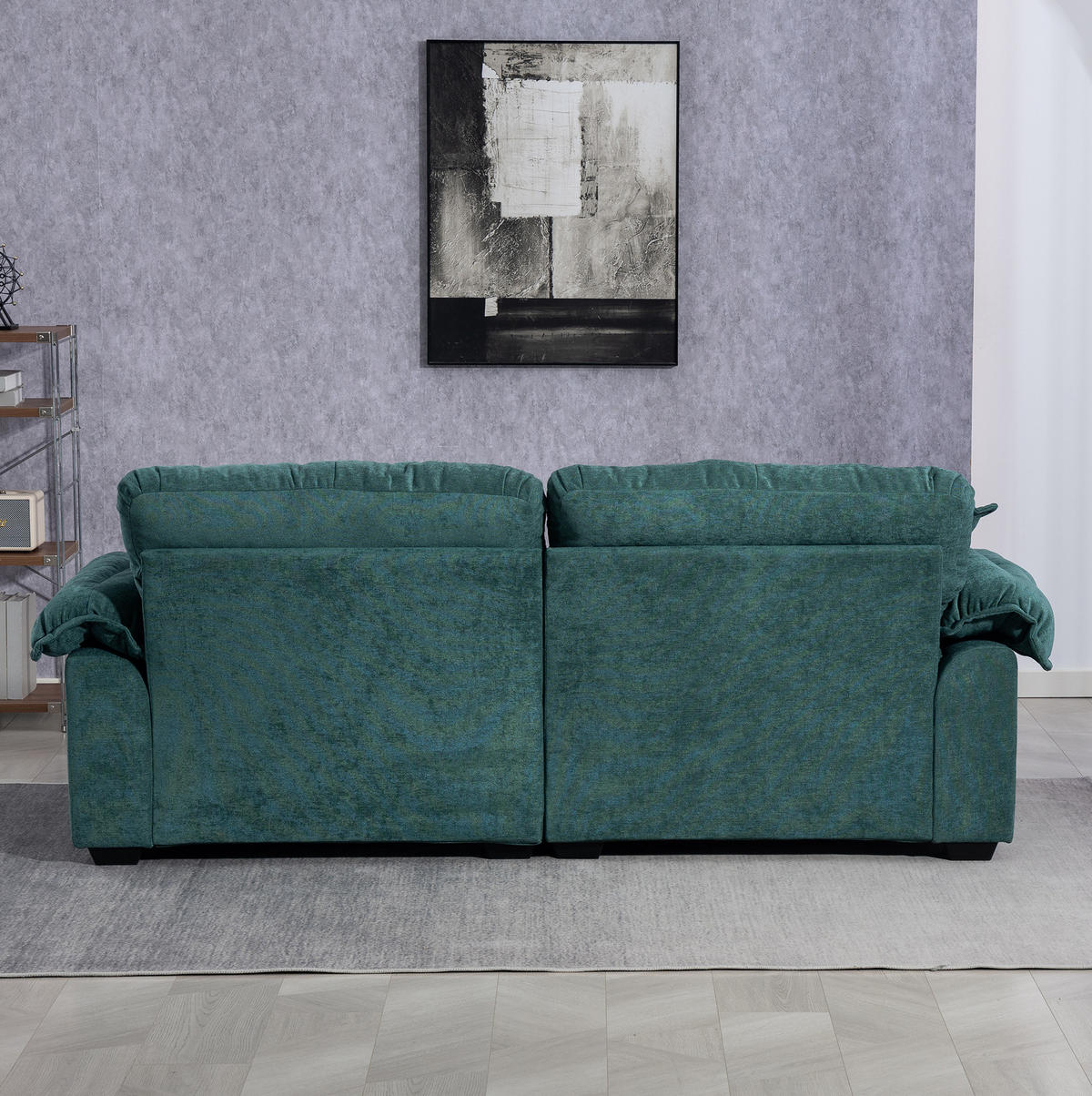 SOFA s tapeciranjem, 214/89/93 cm zelena, chenille, dvosjed s dubokim sjedištem - zelena, tekstil (90/87.6/215cm) - BEAOK