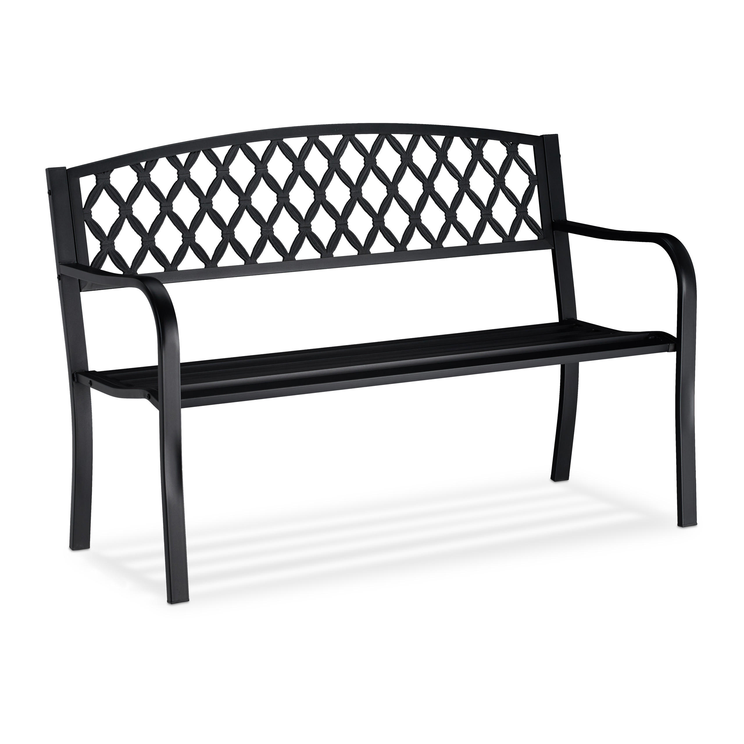 Relaxdays LAVICE Černá kovová vzor výpletu 2-místná 127,5 cm