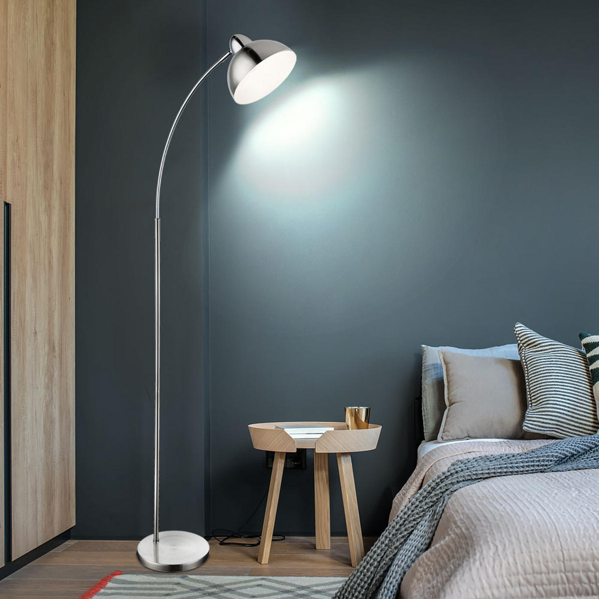 LED STEHLEUCHTE ANITA Silber matt - Silberfarben, Metall (50/23/155cm) - Globo Lighting