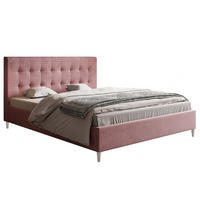 BETT Rosa LUXO 4 Gepolstert Auf Holzbeinen 120x200 cm - Rosa, Textil (120/200cm) - Sepro Meble