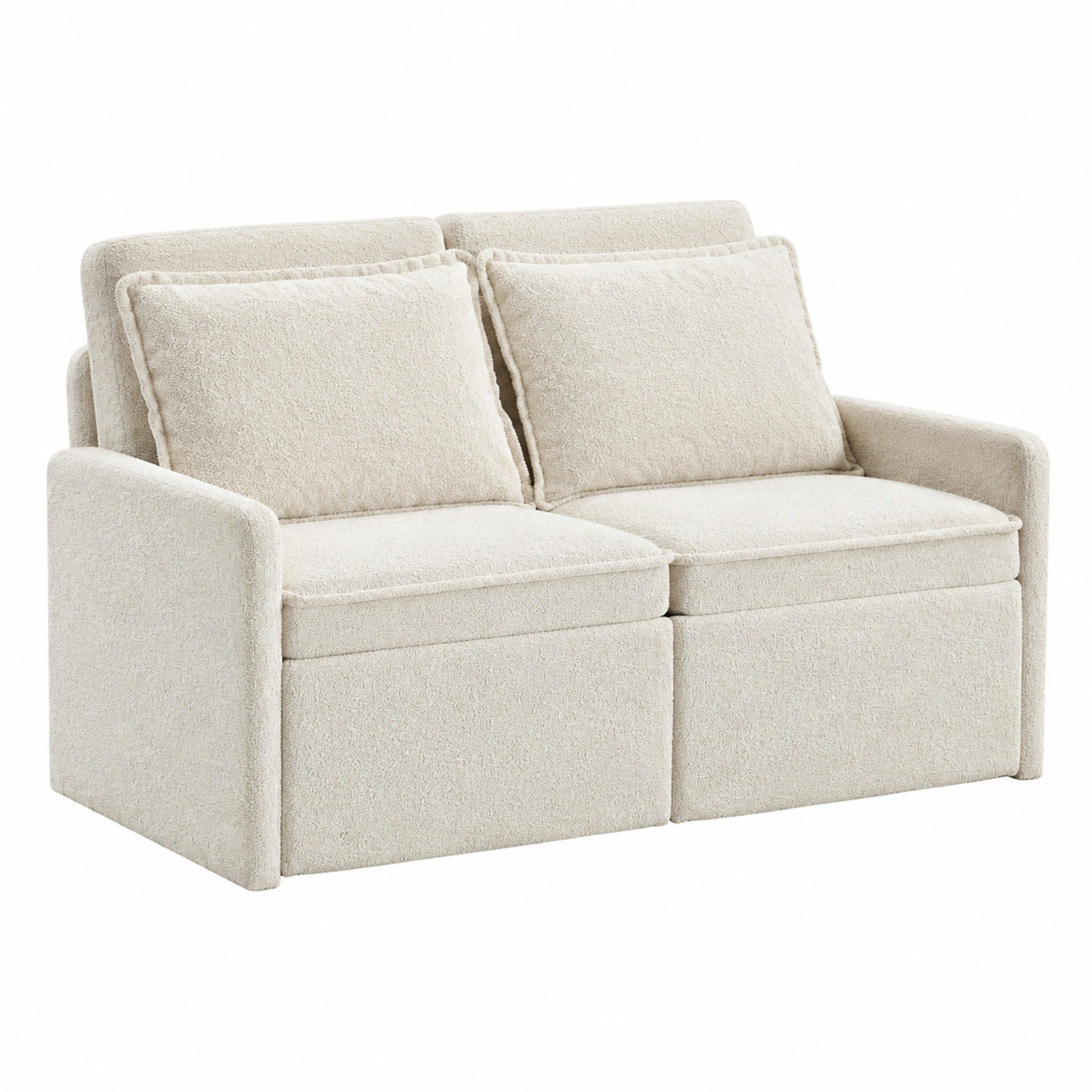 SOFA mit Schlafunktion und Stauraum Beige Chenille 3-in-1 - Beige, Holzwerkstoff (172.5/95/71cm) - Meubliv