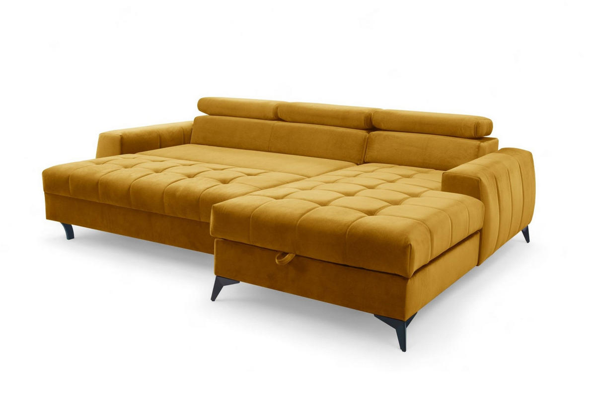 ECKSOFA Agnesa Xs In Salvador - Honig, Holzwerkstoff/Textil (260/200cm) - Fun Möbel