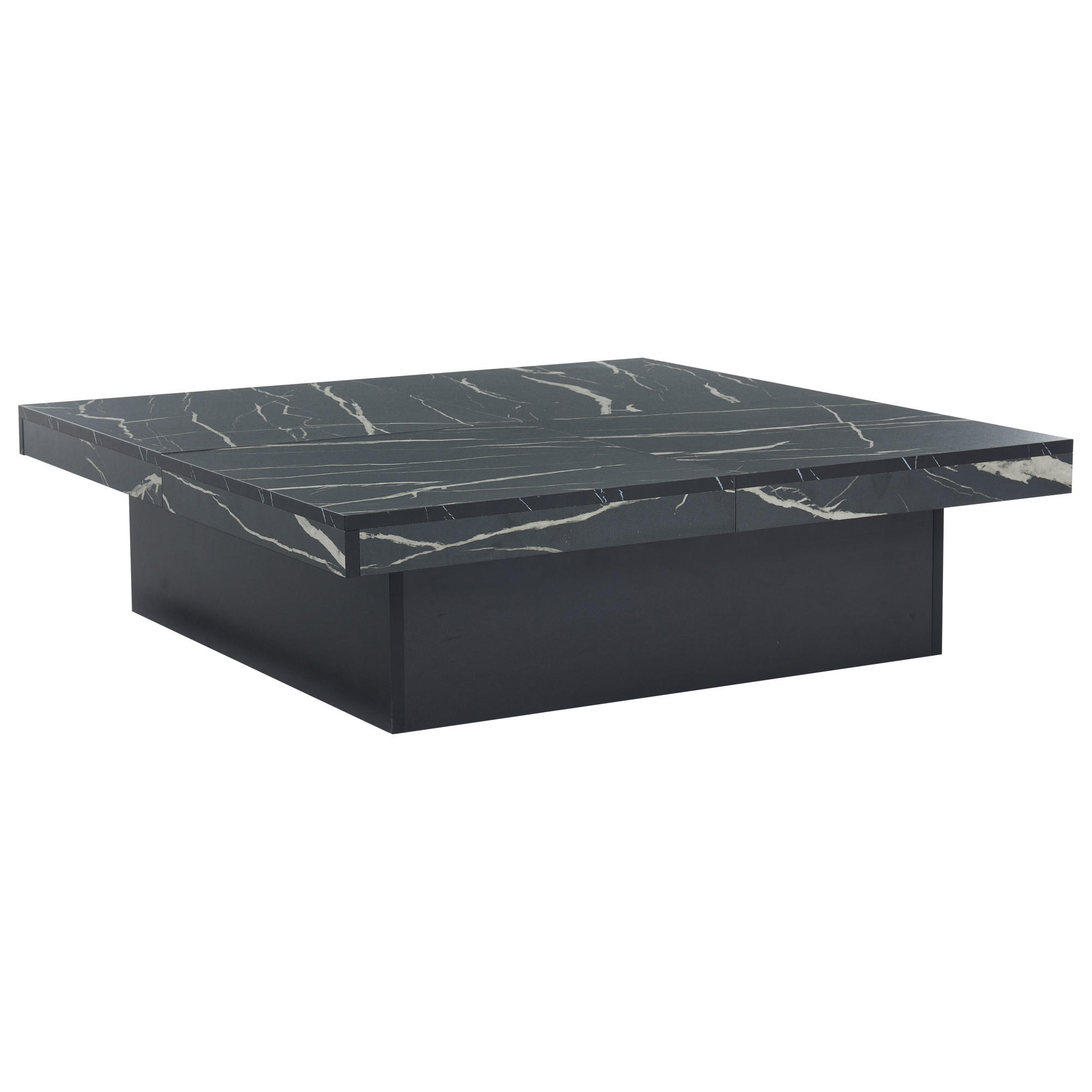 COUCHTISCH DE-111 Modern Schwarz - Schwarz, Holzwerkstoff (90/90/25cm) - ComfortXL