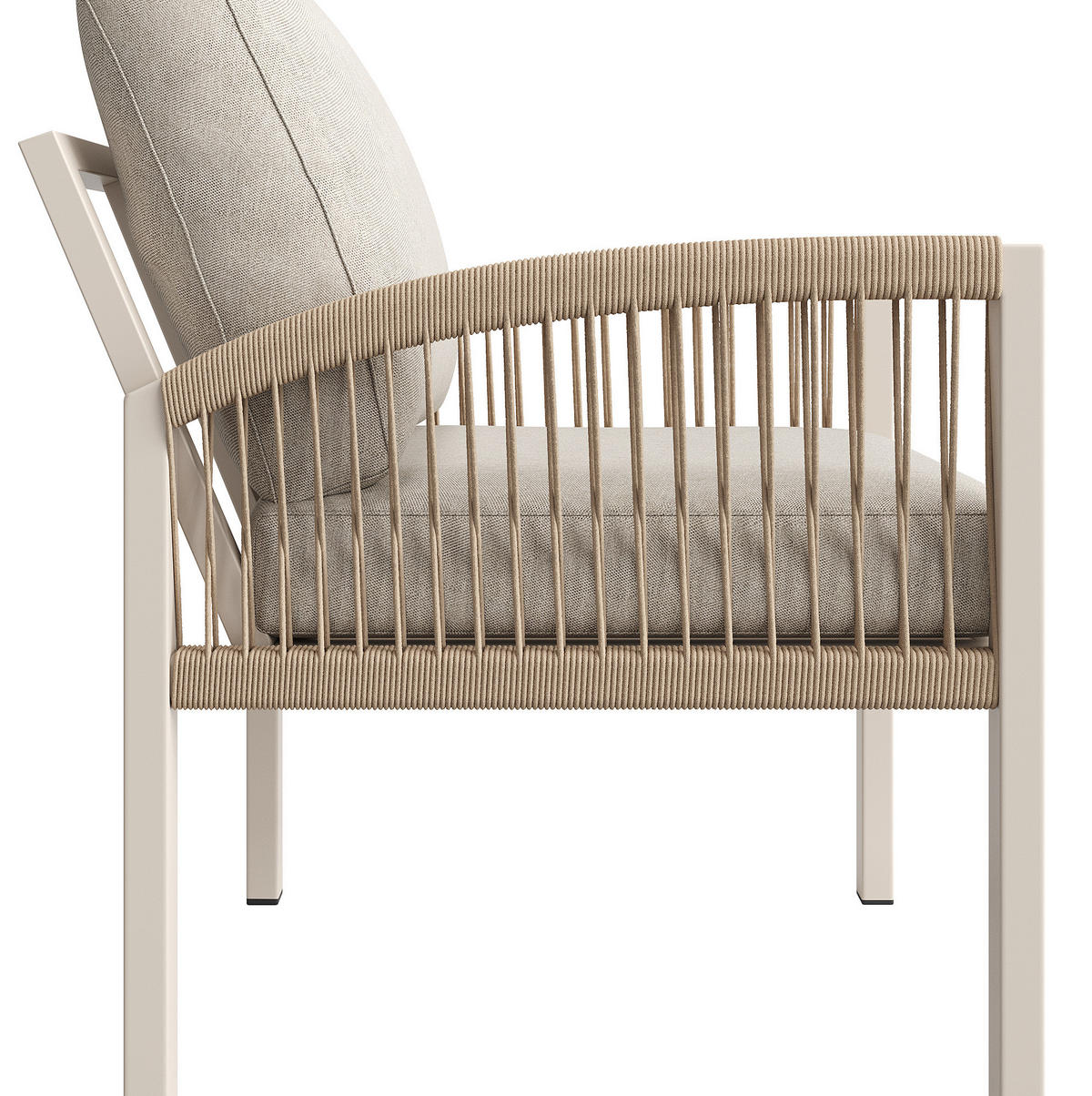 GARTENSETS aus Eisen 173.5x65x62.5cm Beige mit Holzoptik-Glasplatte - Beige, Metall - Modfu