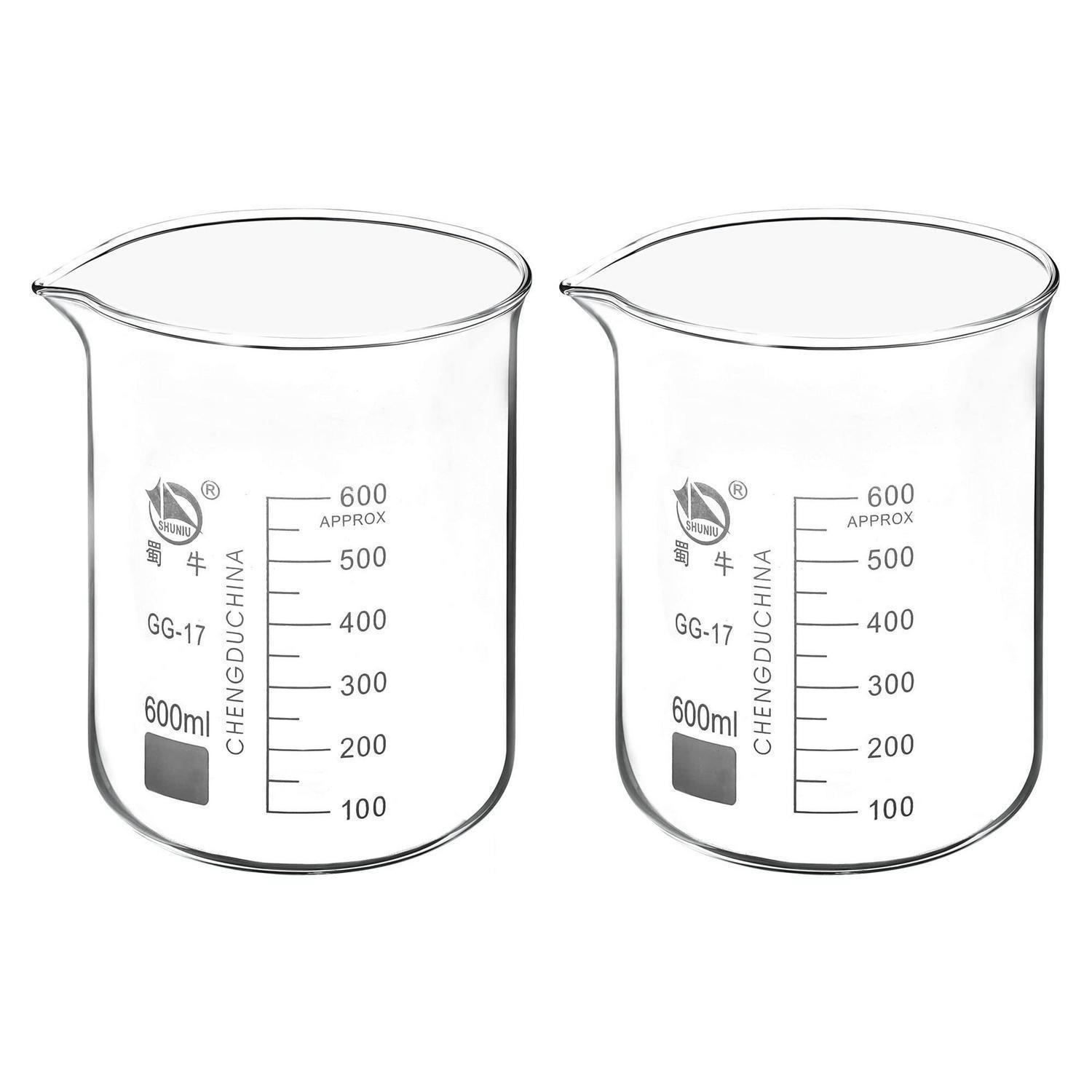 MESSBECHER 2-teiliges Set Borosilikatglas 600ml - Transparent, Glas (0.6L)