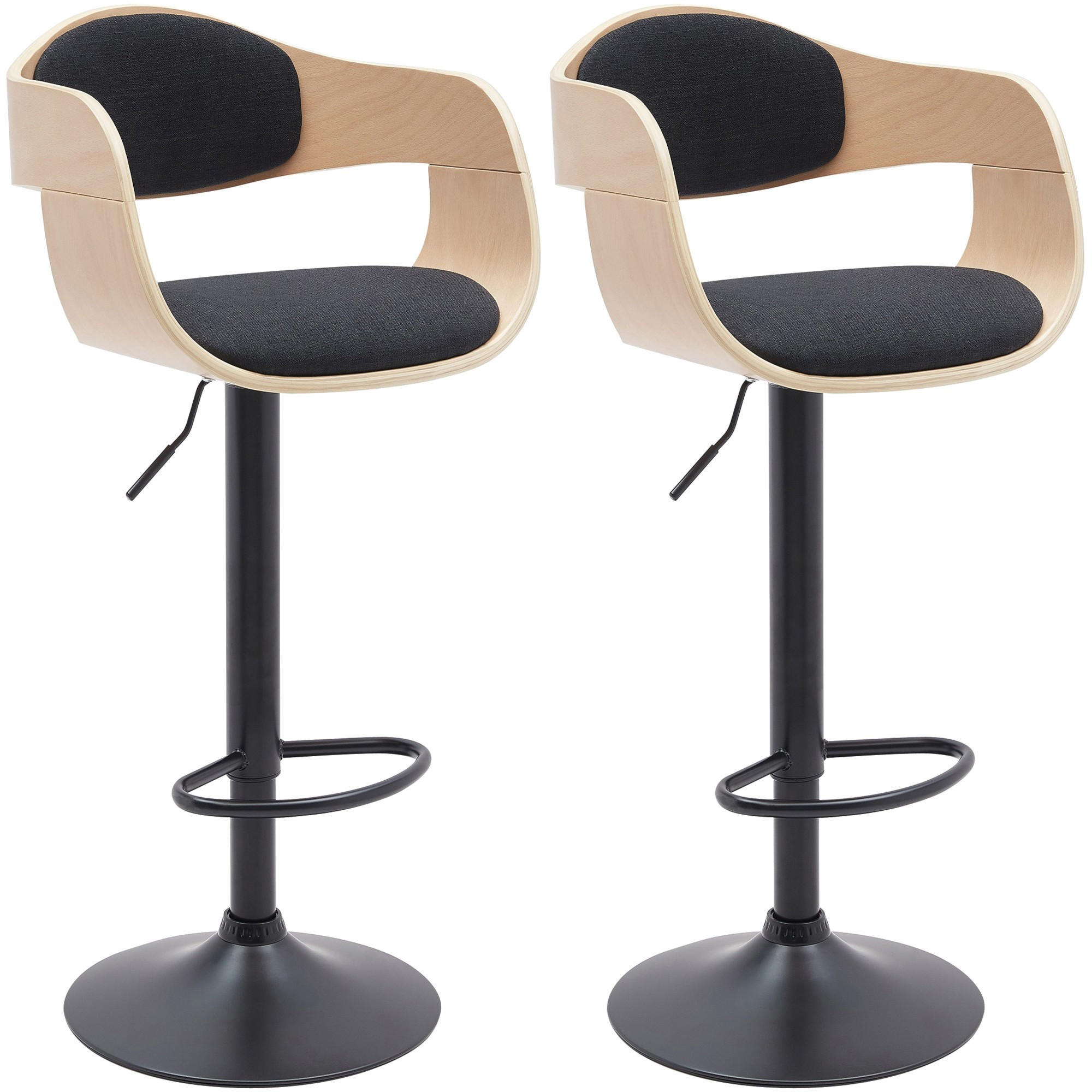BARHOCKER Kingston 2er Set 87x48x50 cm natura/schwarz - Naturfarben, Holz (48/87/50cm) - furnicato