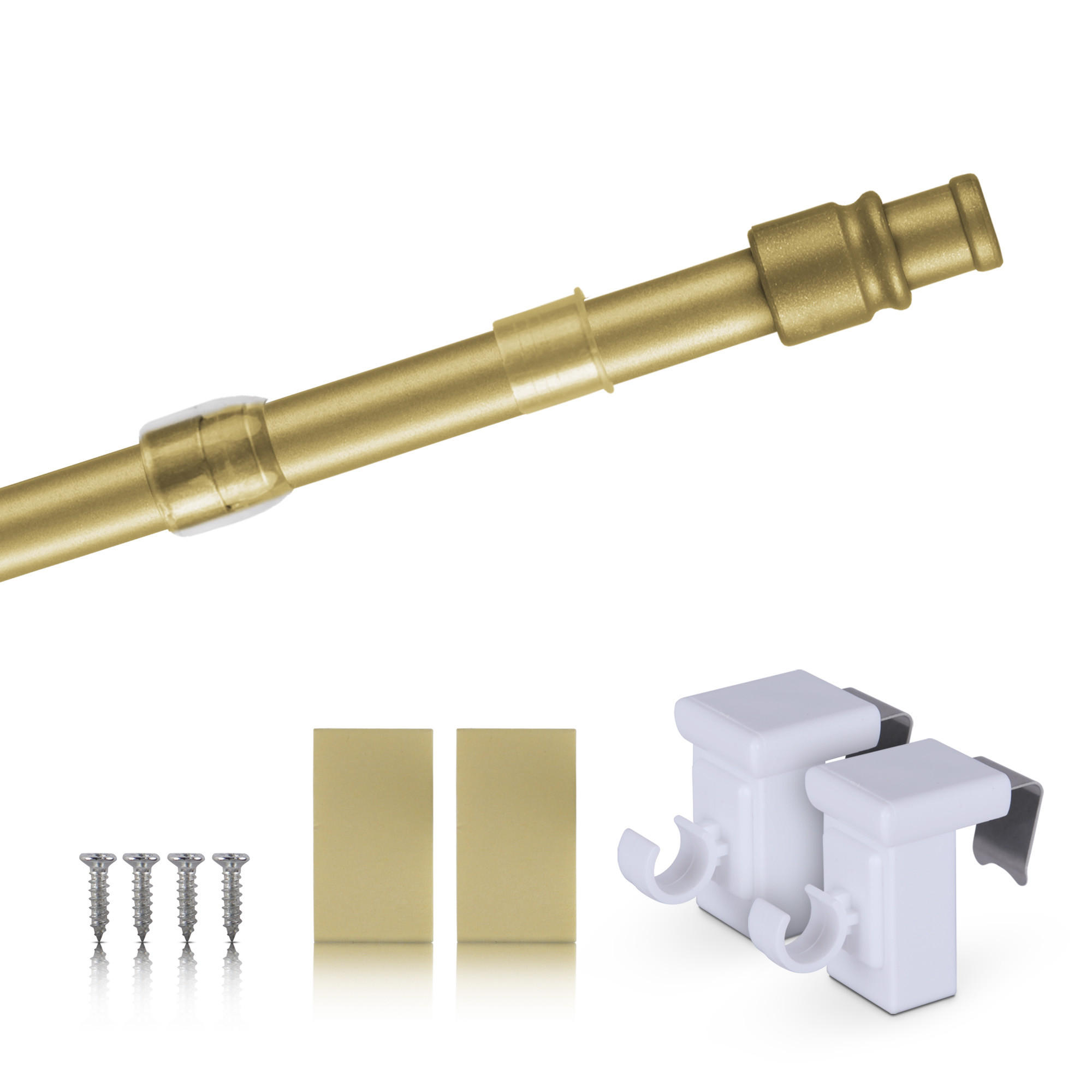 GARDINENSTANGE Gold Messing matt 125-225 cm inkl. Klemmträger - Goldfarben, Metall (125cm) - Bestlivings