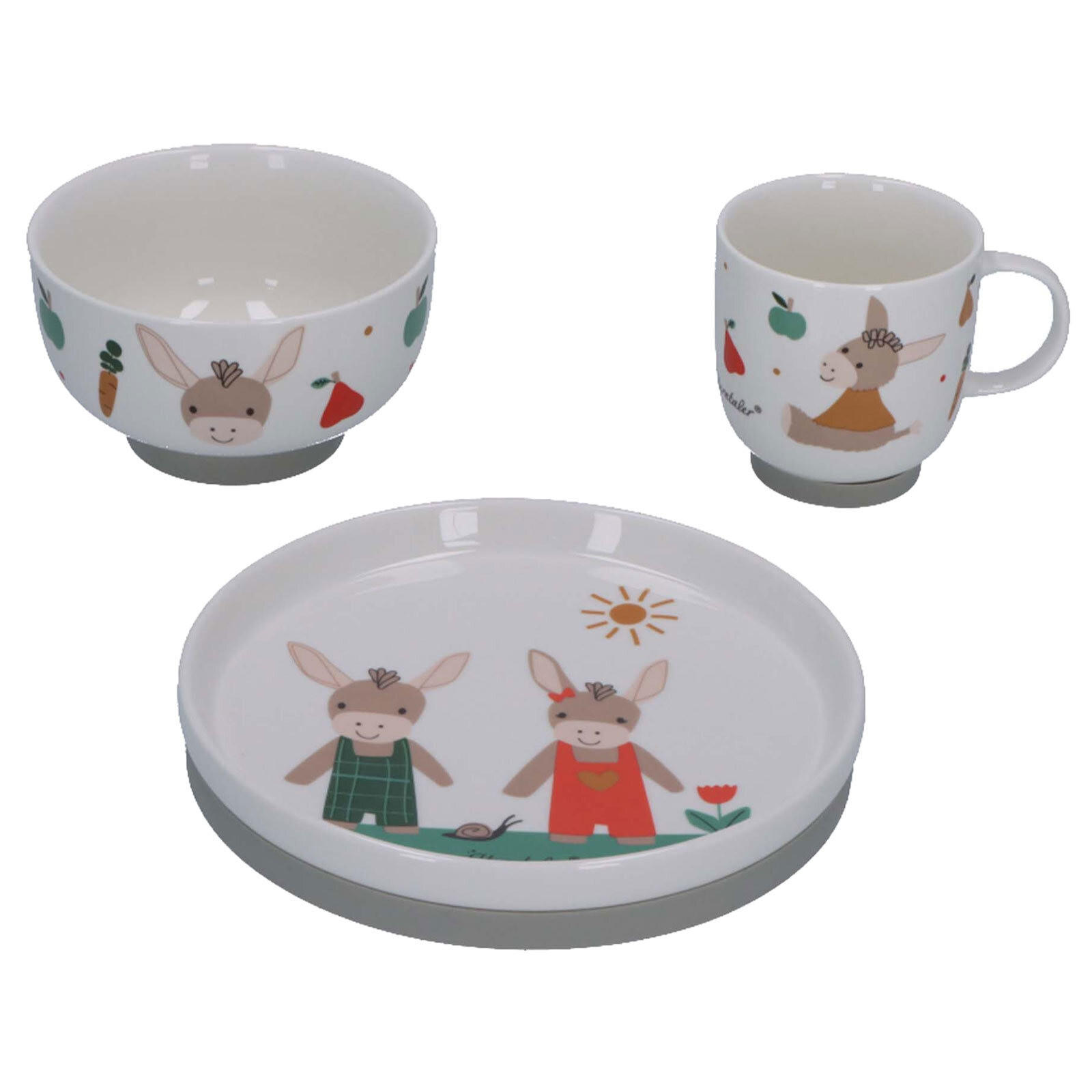 KINDER PORZELLAN-GESCHIRR-SET Emmi's Garden 3er Set - Grün, Keramik (1/1/1cm) - Sterntaler