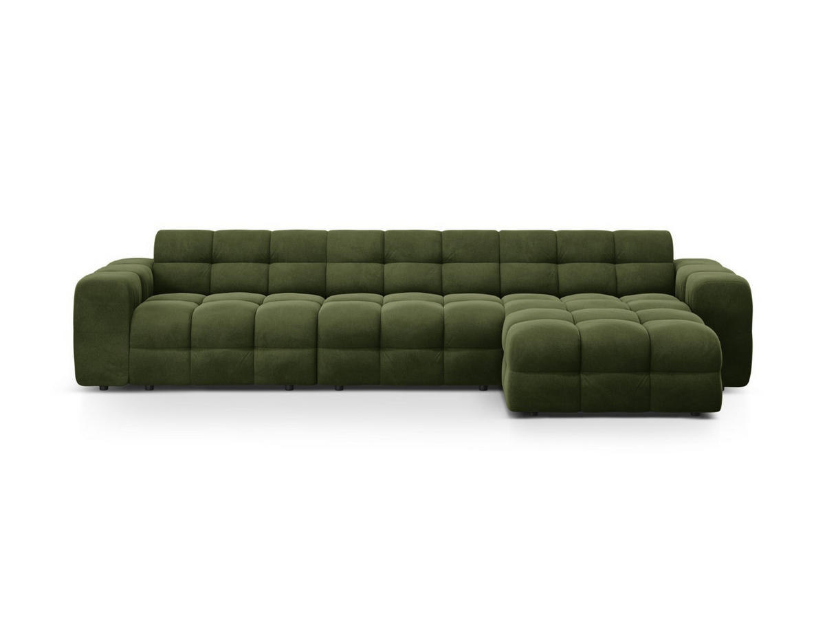 ECKSOFA rechts Kendal aus Samt armeegrün 5 Sitzplätze - Olivgrün, Textil (173/357cm) - Micadoni