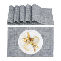 6TLG.TISCHSET - Grau, Kunststoff/Textil (30/45/0.1cm) - Relaxdays