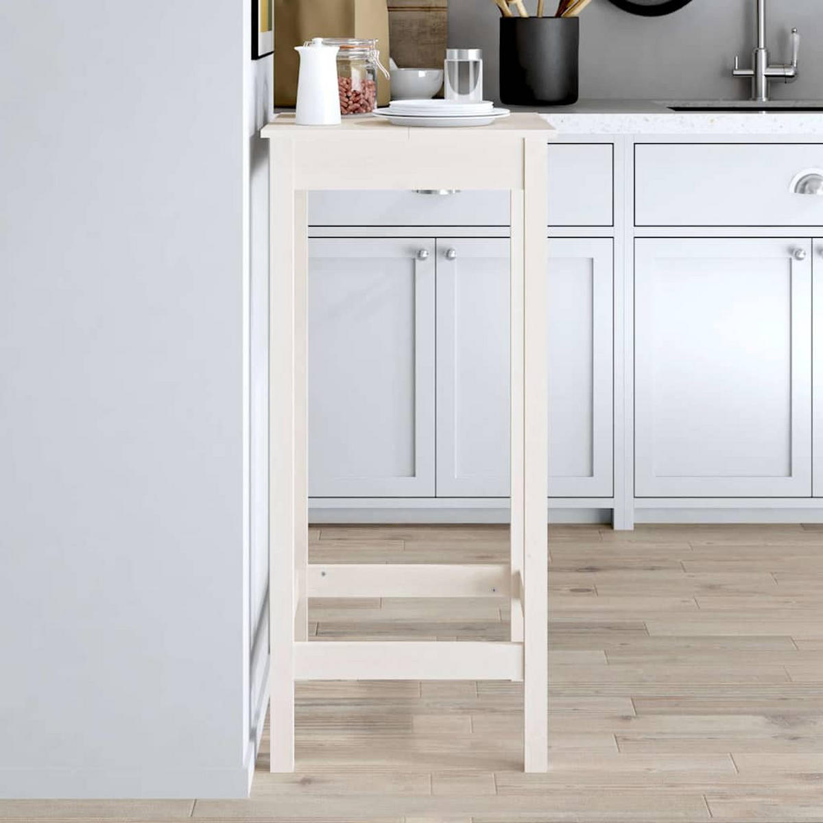 BARTISCH Weiß 50x50x110 cm Massivholz Kiefer - Weiß, Holz (50/50/110cm) - furnicato