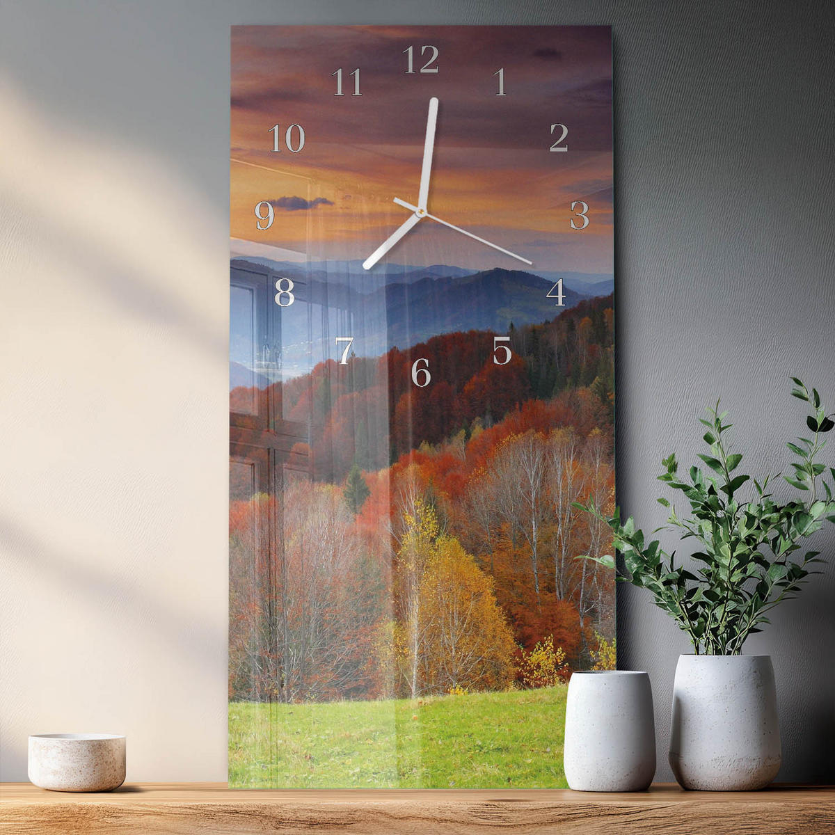 WANDUHR 30x60 cm - Wasser Sonne - Multicolor, Glas (30/60/0.4cm) - TULUP
