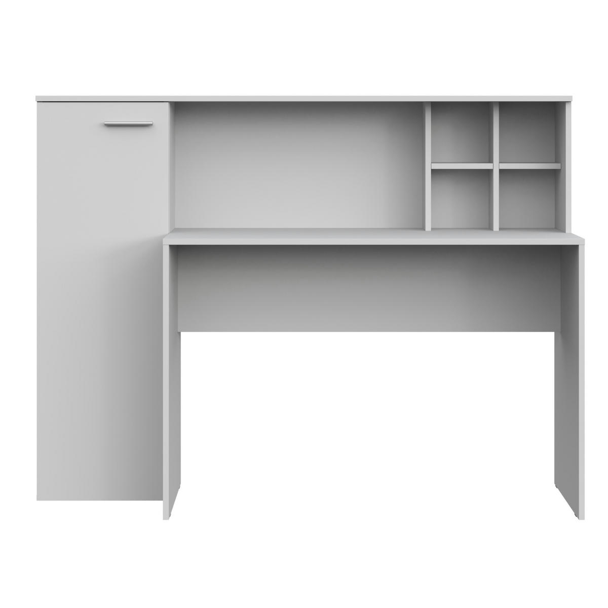 SCHREIBTISCH FAUSKE BRK1-1D Weiß - Silberfarben/Weiß, Holzwerkstoff/Kunststoff (54/153/116cm) - Komodee