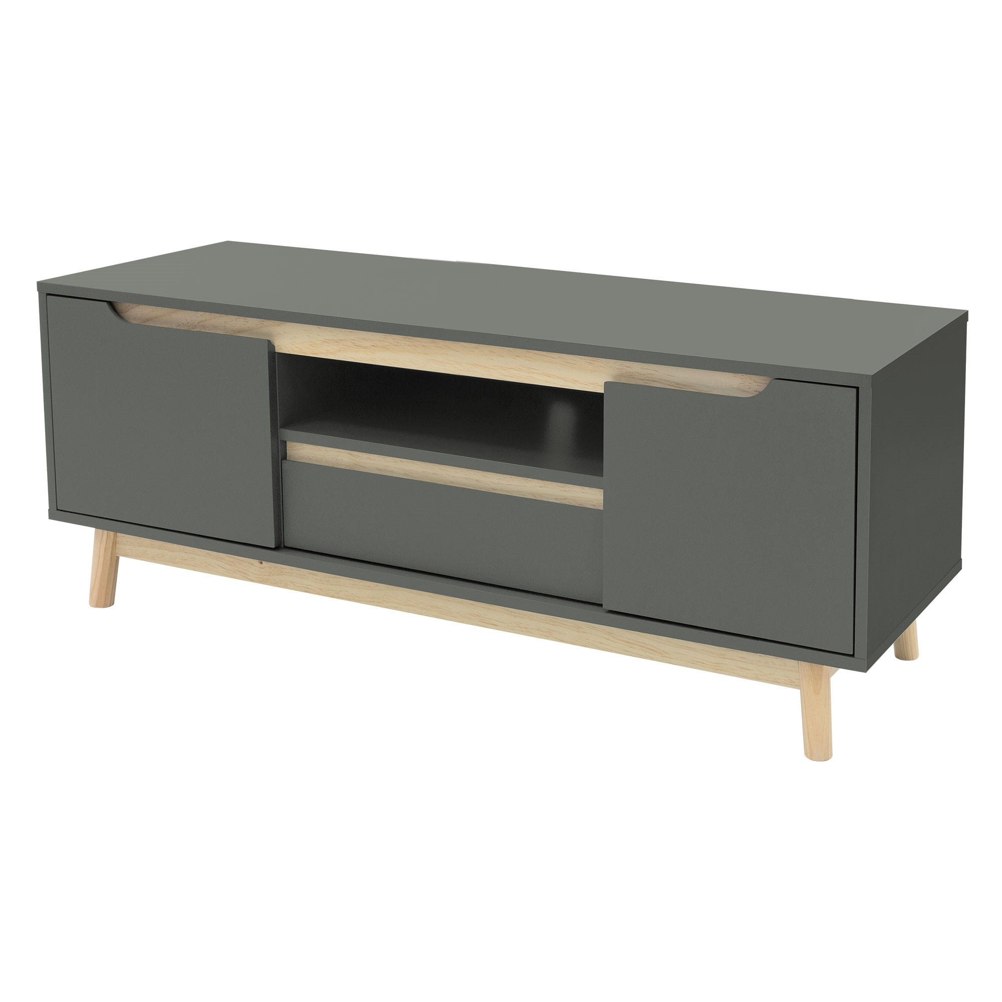 ML-DESIGN TV skříňka 120x40x46 cm zelená-přírodní s nohami z borového dřeva