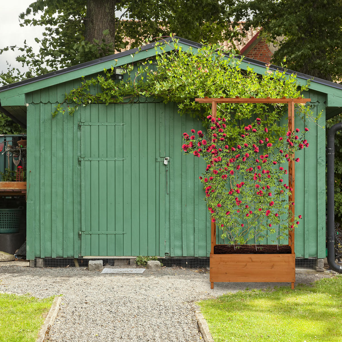 PFLANZKASTEN - Orange, Holz/Textil (110/183/44cm) - Relaxdays