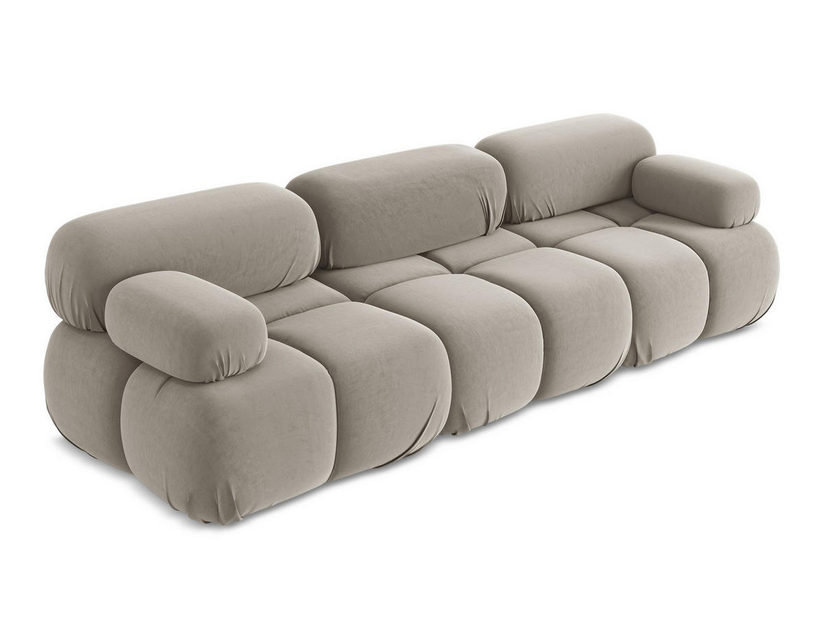 3-SITZER SOFA Samt Stoff Grau - Taupe/Lila, Kunststoff/Textil (285/70/96cm) - Makamii