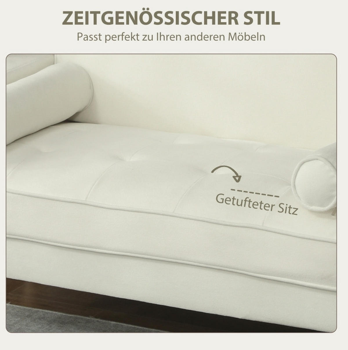 SOFA 2-Sitzer 130 cm Polyester Cream White - Weiß, Holz (74.5/82/130cm) - Meubliv
