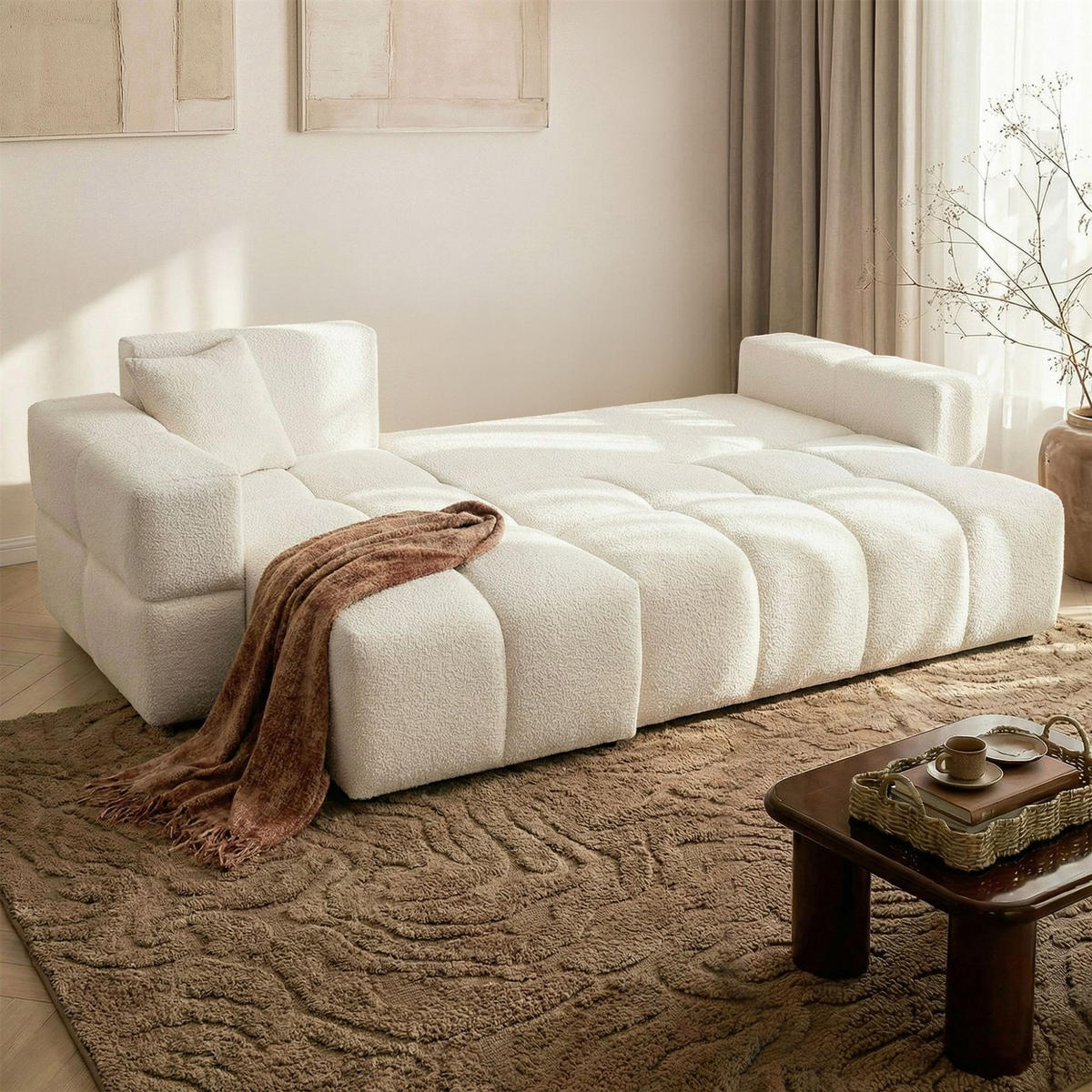 ECKSOFA Denise Mit Schlaffunktion - Creme, Holzwerkstoff/Textil (250/148cm) - Fun Möbel