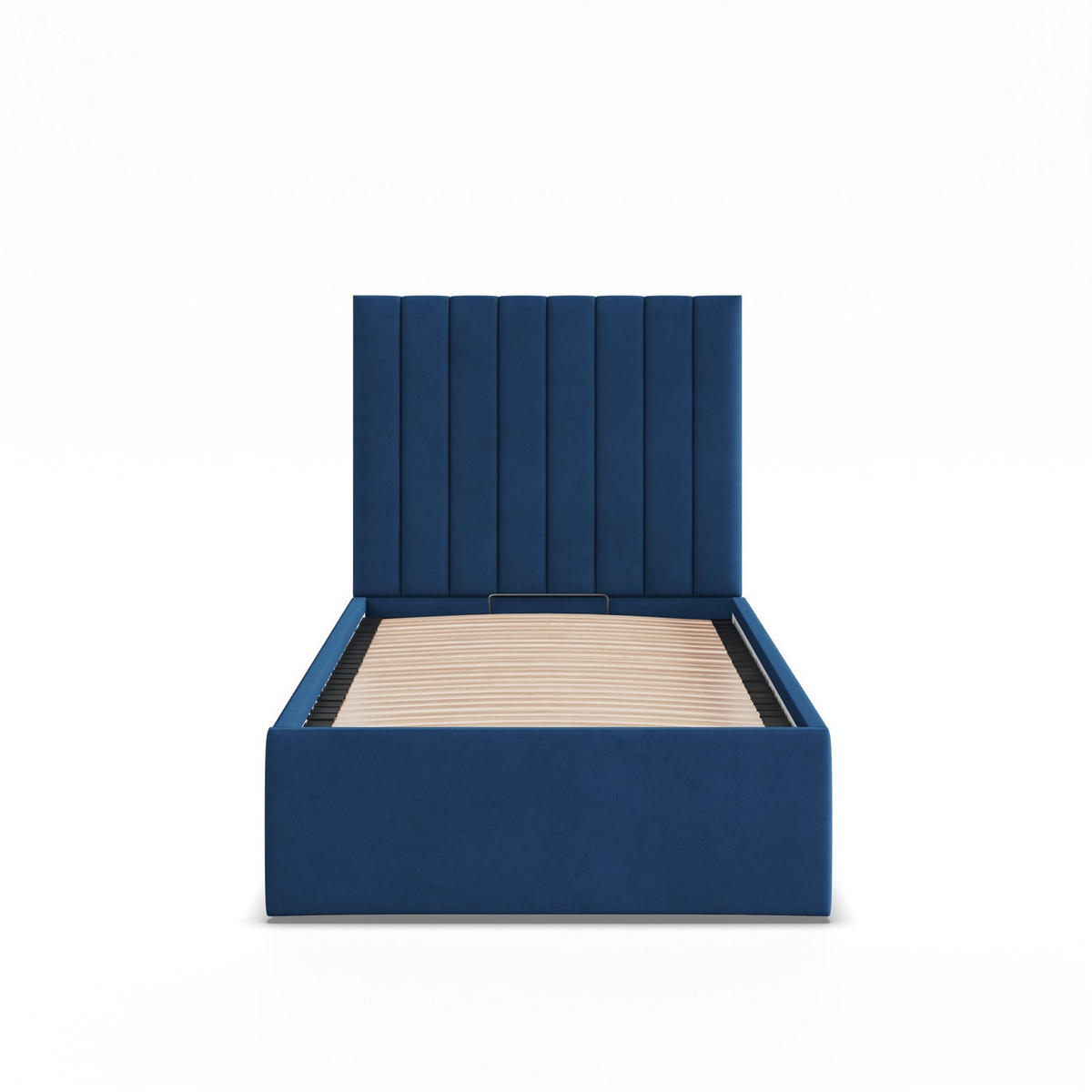 POLSTERBETT MIT KOPFTEIL 90x200 mit Bettkasten POLLA, Blau - Dunkelblau, Textil (90/200cm) - Mebligo