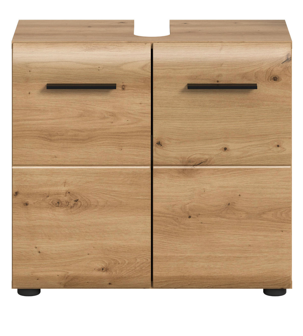 WASCHBECKENUNTERSCHRANK Eiche Artisan, Badezimmer Unterschrank 2-türig, Breite 60 cm - Schwarz/Eiche Artisan, Holzwerkstoff/Kunststoff (60/54/30cm) - Inn.Furn