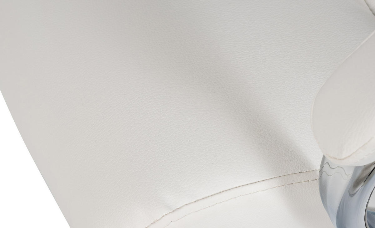 DREHSTUHL Lederlook Weiß - Chromfarben/Weiß, Textil/Metall (61/119/78cm) - CLP