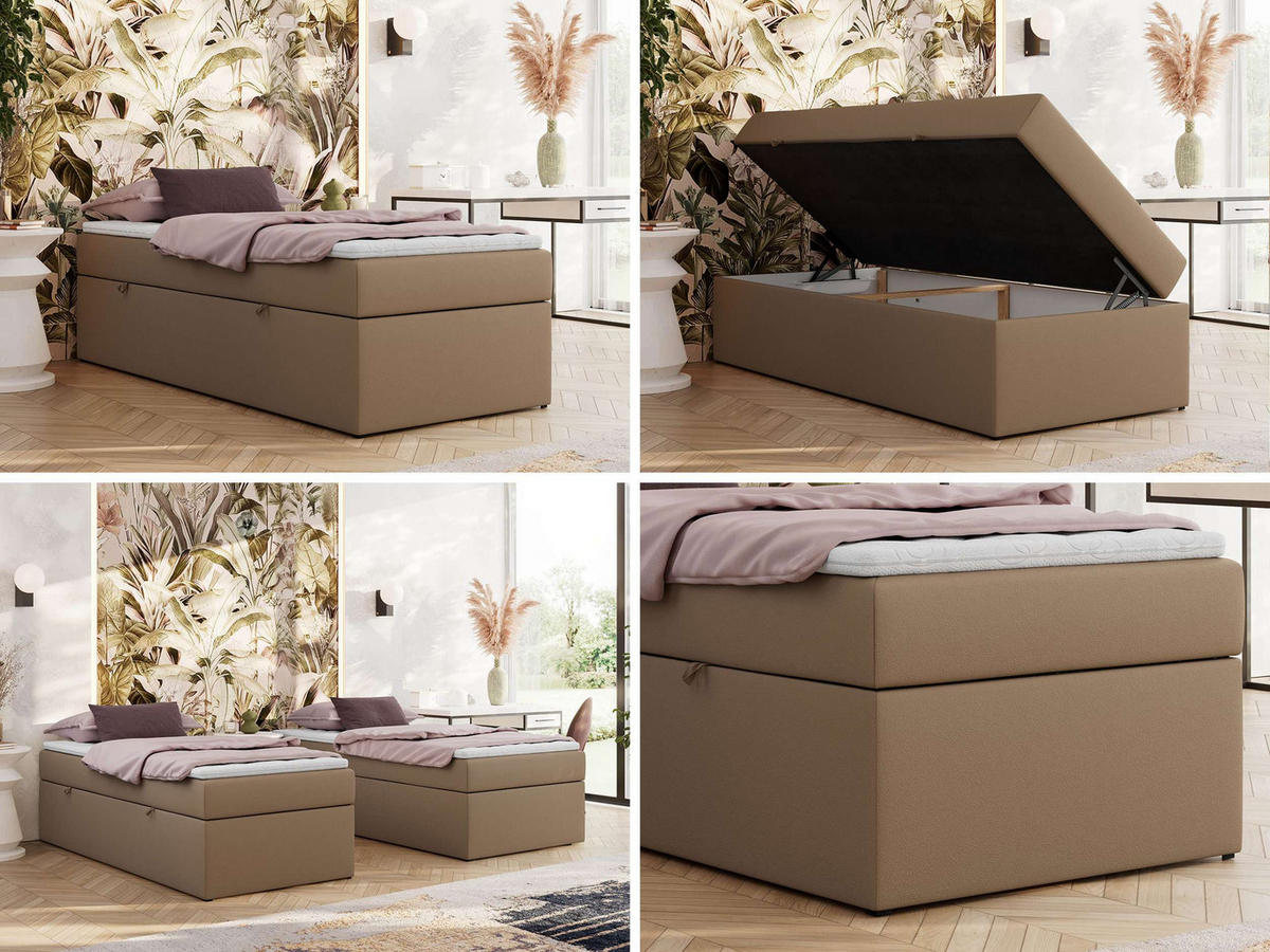 BOXBETT ZERO 90/200 - Braun Plüsch - H4 - Topper T25 - Braun, Textil (90/200cm) - MKS