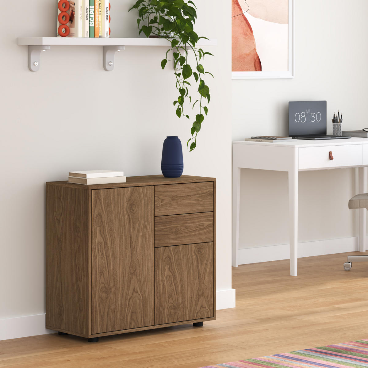 SIDEBOARD Paarl - Walnussfarben, Holzwerkstoff (79/74/36cm) - [en.casa]