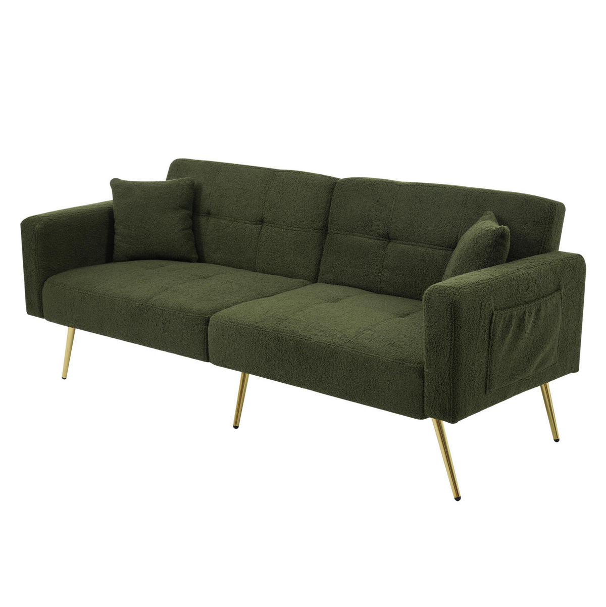 ROZKLADACIA pohovka, 175/64/72 cm, sherpa látka starozelená, s nastaviteľným operadlom - zelená, plast (175/72/64cm) - BEAOK