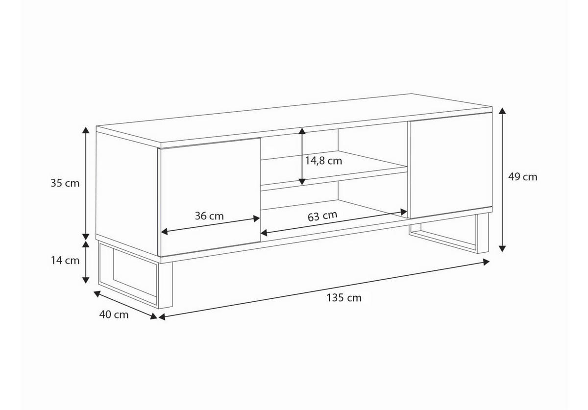 LOWBOARD Focus - Eichefarben, Holzwerkstoff (40/49/135cm) - RAUMHIRSCH FURNITURE